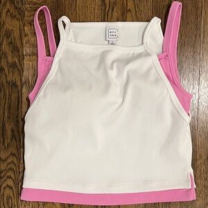NYLORA Dual-Layer White and Pink Tank